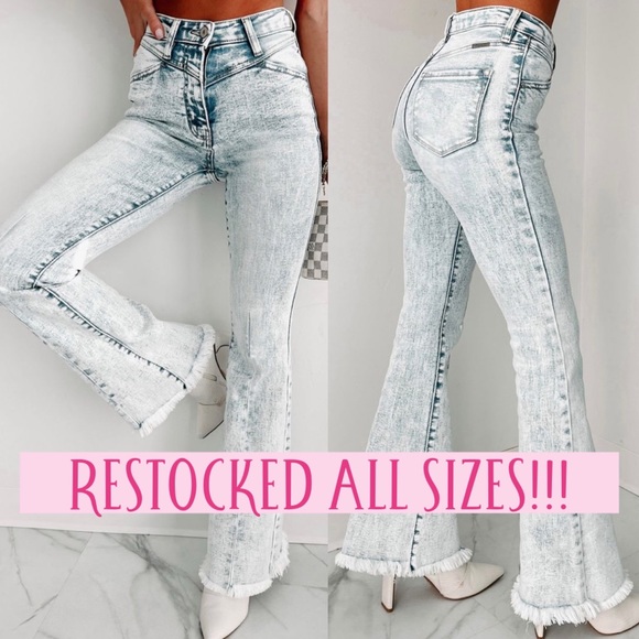 KanCan Denim - Kancan acid wash high rise flare denim jeans